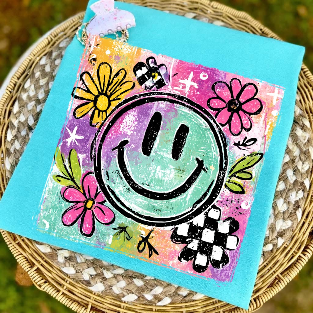 summer smiley clear film screen print