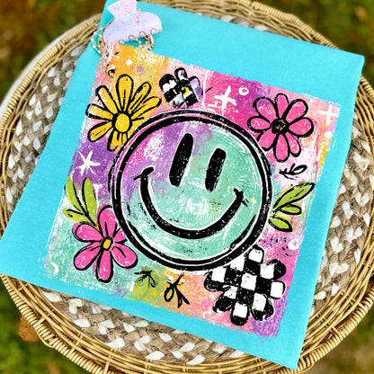 summer smiley clear film screen print