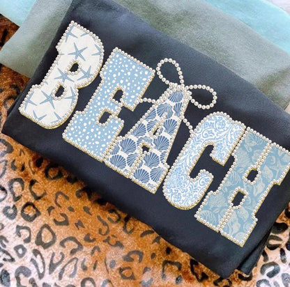 blue coquette beach clear film screen print