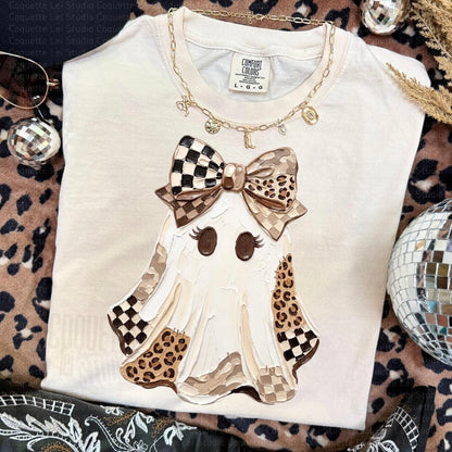 checker leopard ghost clear film screen print