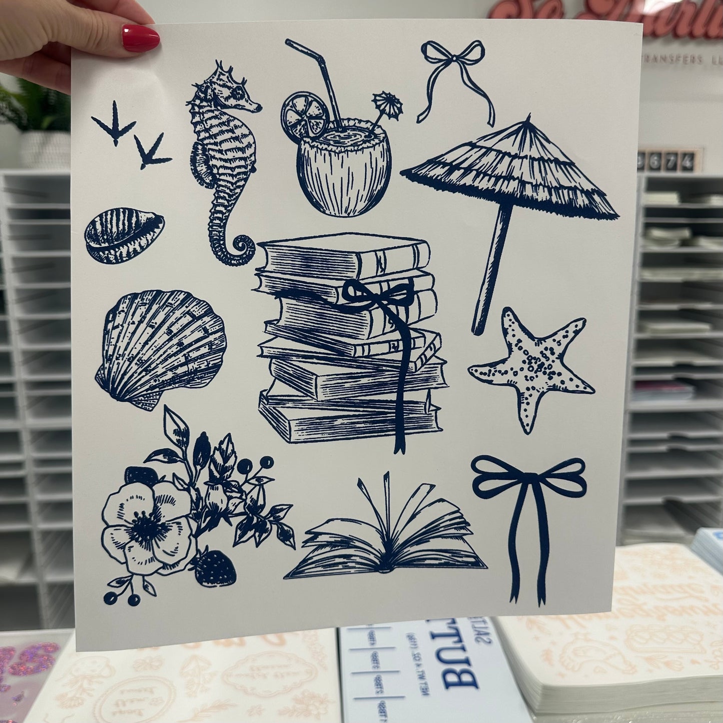 bookish summer screen print transfer