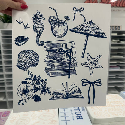 bookish summer screen print transfer