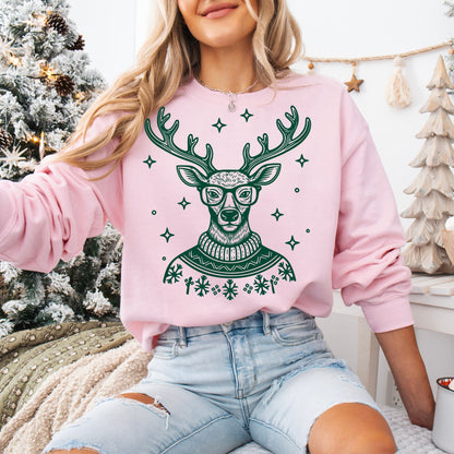 hipster reindeer screen print transfer