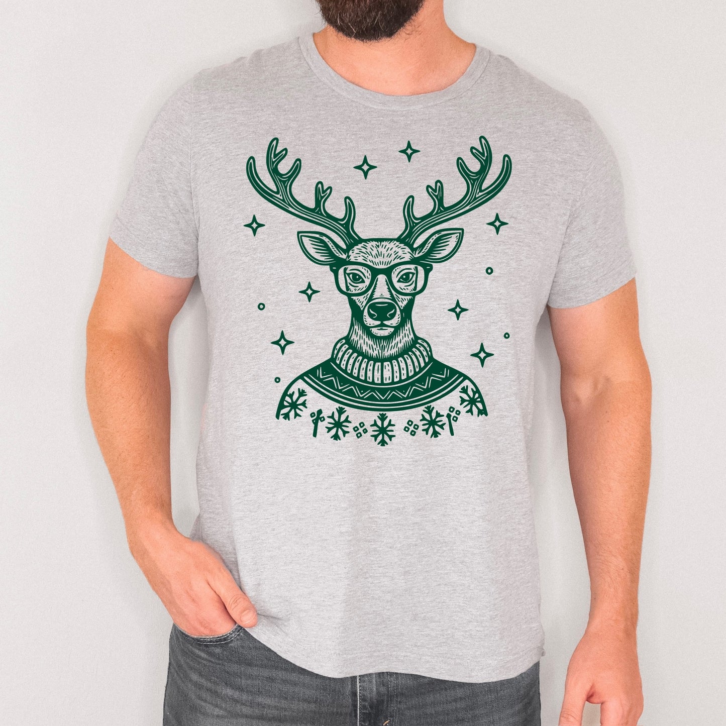 hipster reindeer screen print transfer
