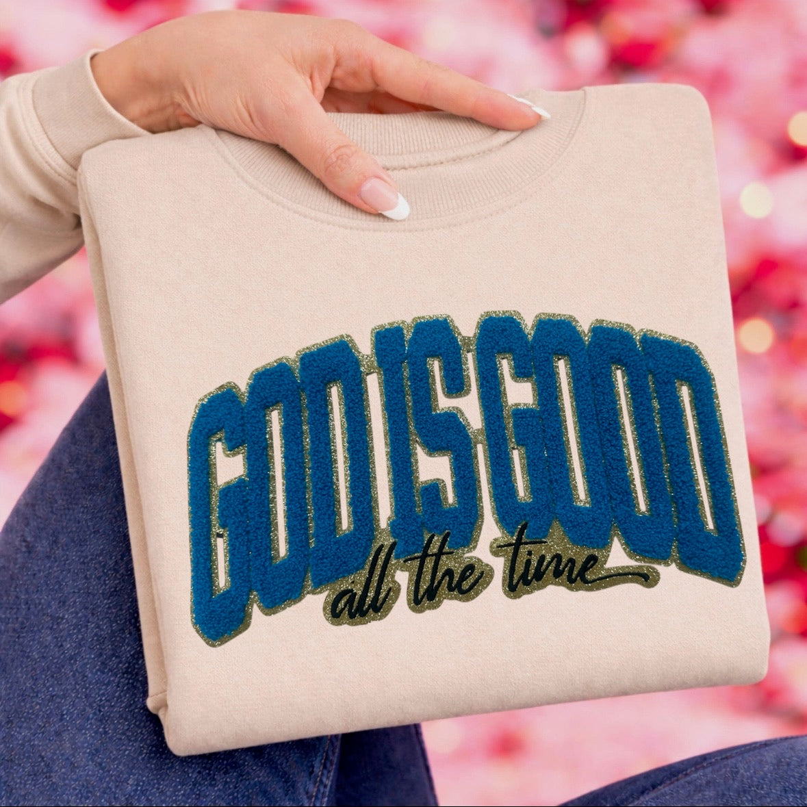 Chenille Patch - BLUE God is Good