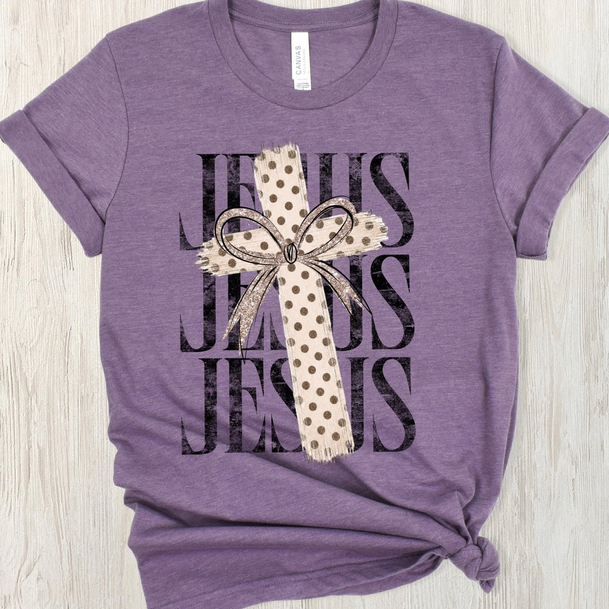 Jesus neutral cross clear film screen print