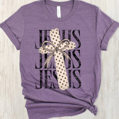 Jesus neutral cross clear film screen print