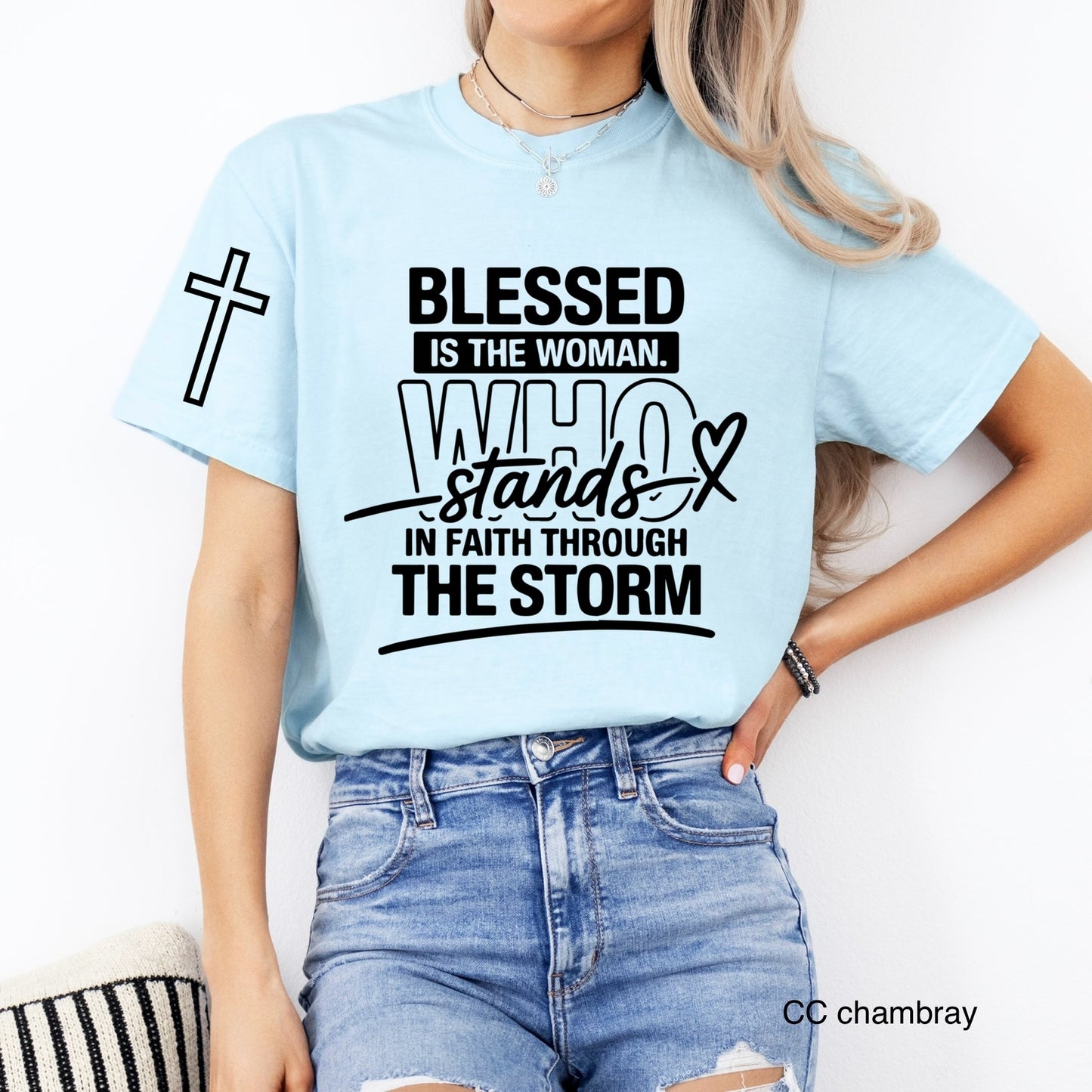 blessed is the woman screen print transfer
