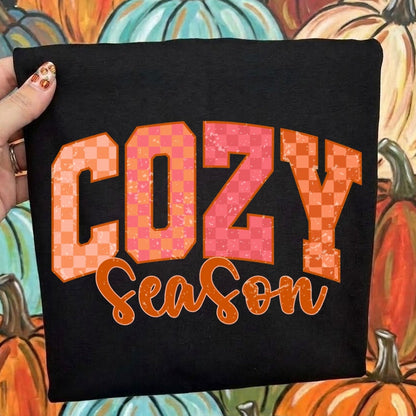 cozy season checker clear film screen print