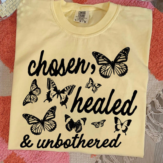 chosen, healed, & unbothered screen print transfer•