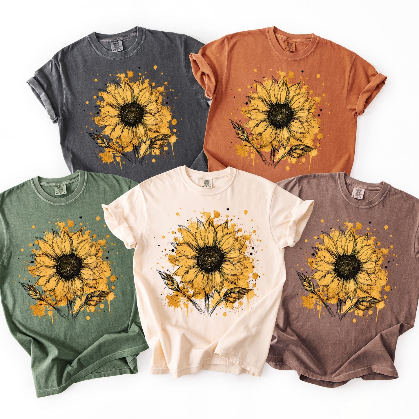 sunflower splatter clear film screen print
