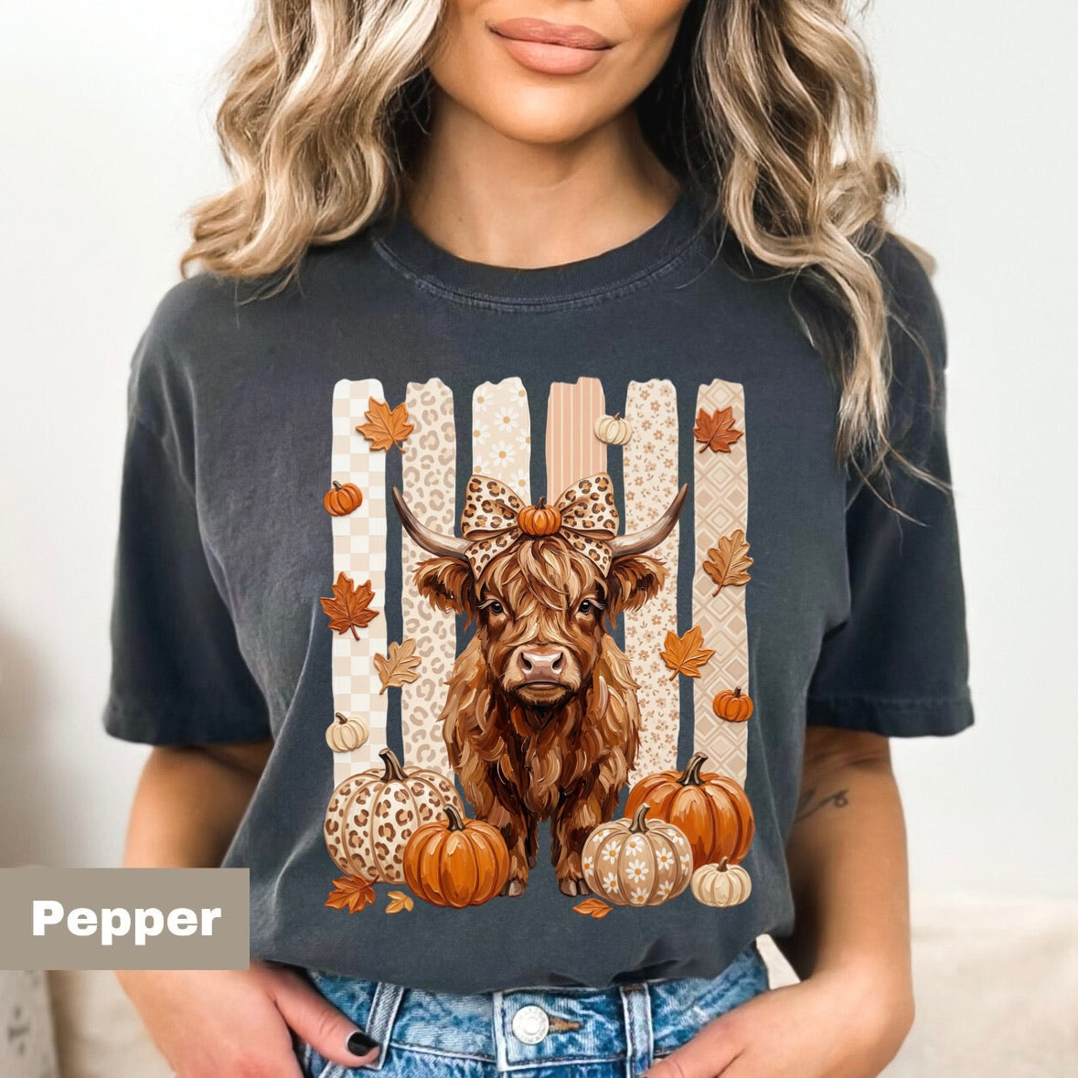 fall highland cow clear film screen print