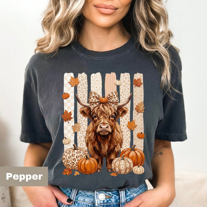 fall highland cow clear film screen print
