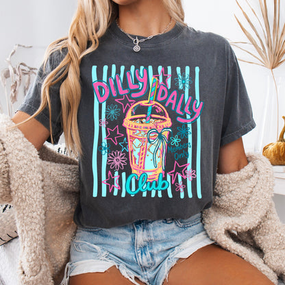 ice coffee dilly dally club clear film screen print•