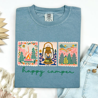 happy camper clear film screen print