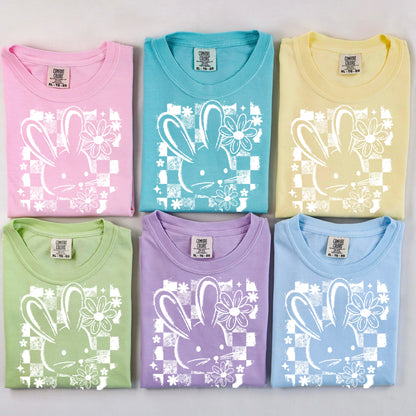 checker bunny screen print transfer