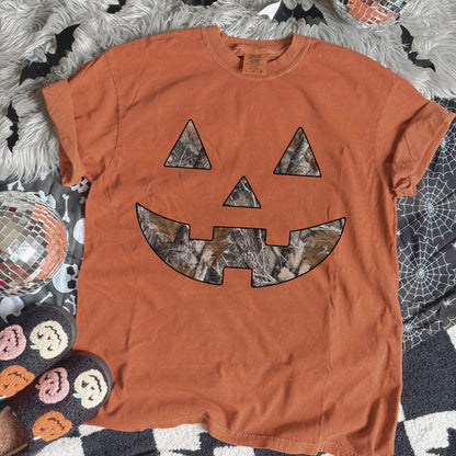 camo jackolantern clear film screen print