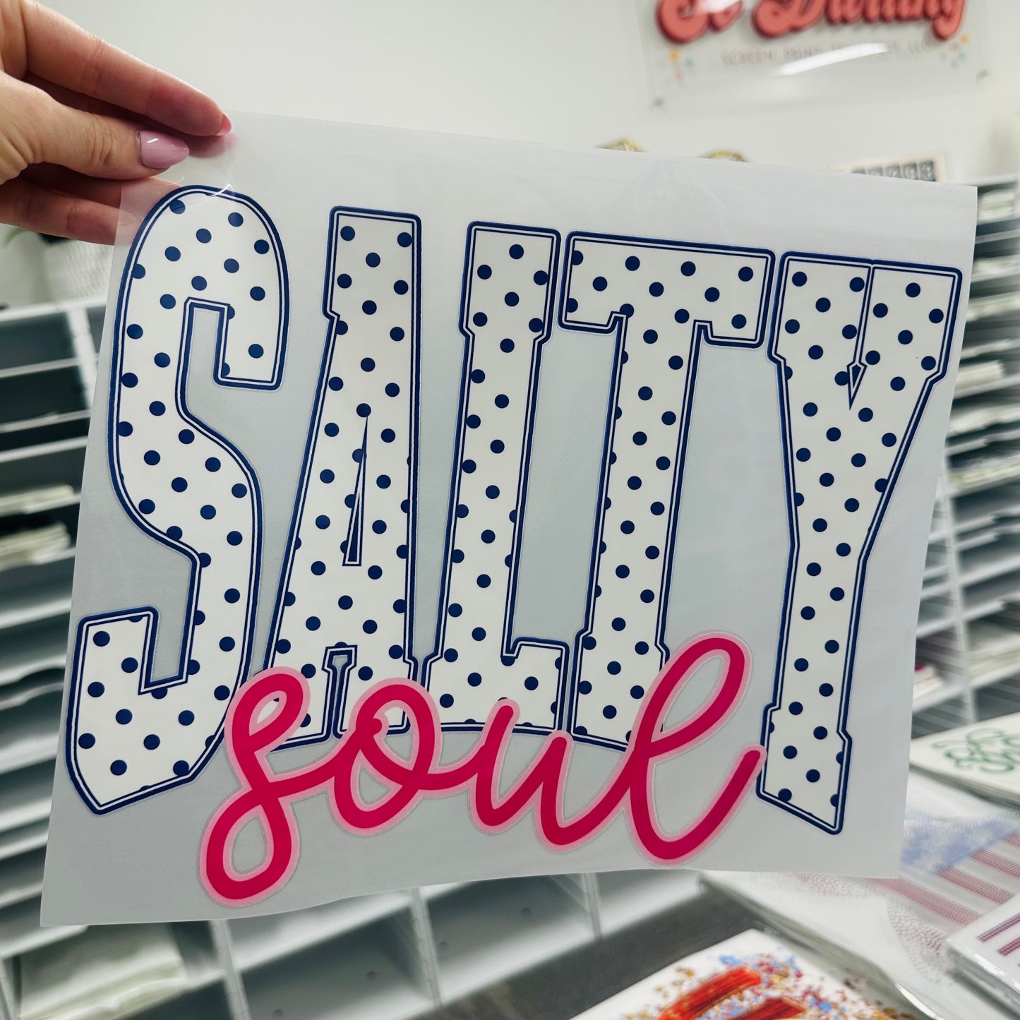 Salty Soul clear film screen print