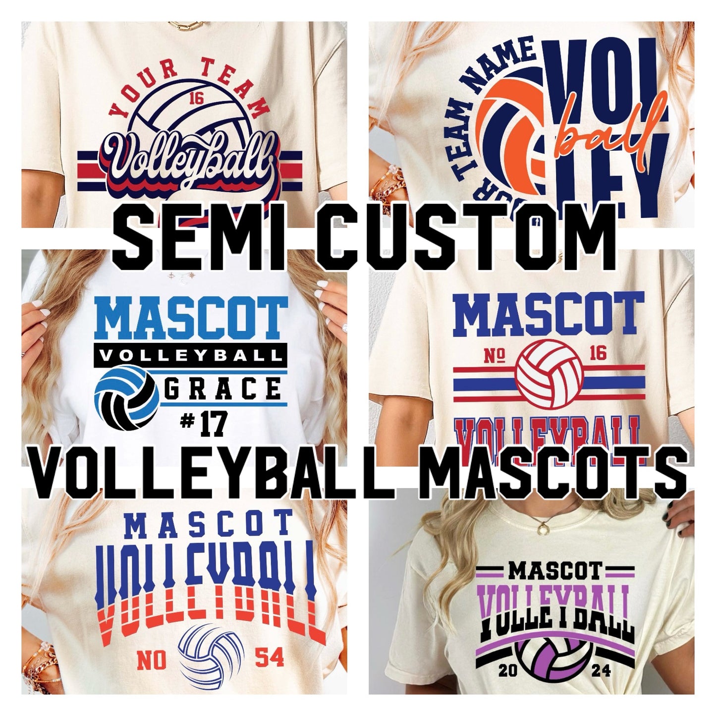 semi-custom VOLLEYBALL mascot (design set up only)