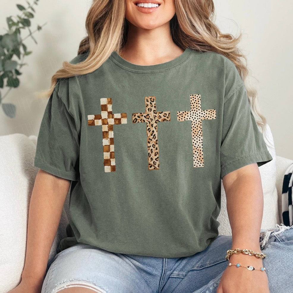 crosses mixed pattern clear film screen print