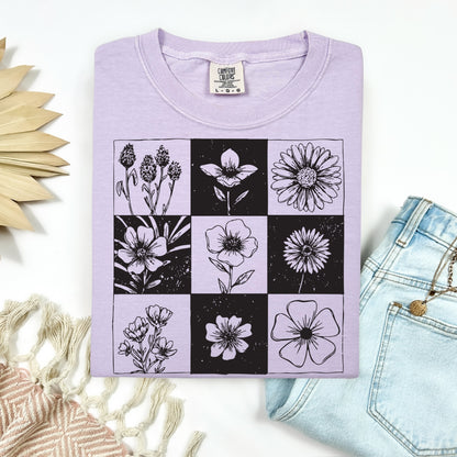 checkered florals screen print transfer•