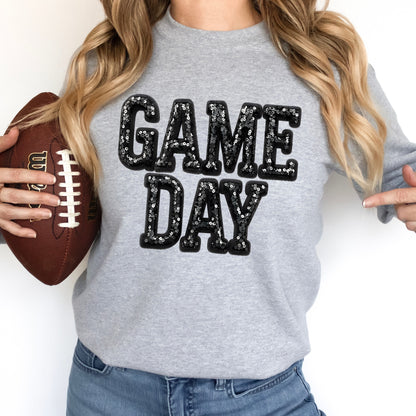 faux sequins game day clear film screen print