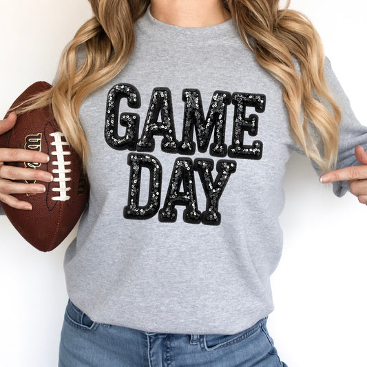 faux sequins game day clear film screen print