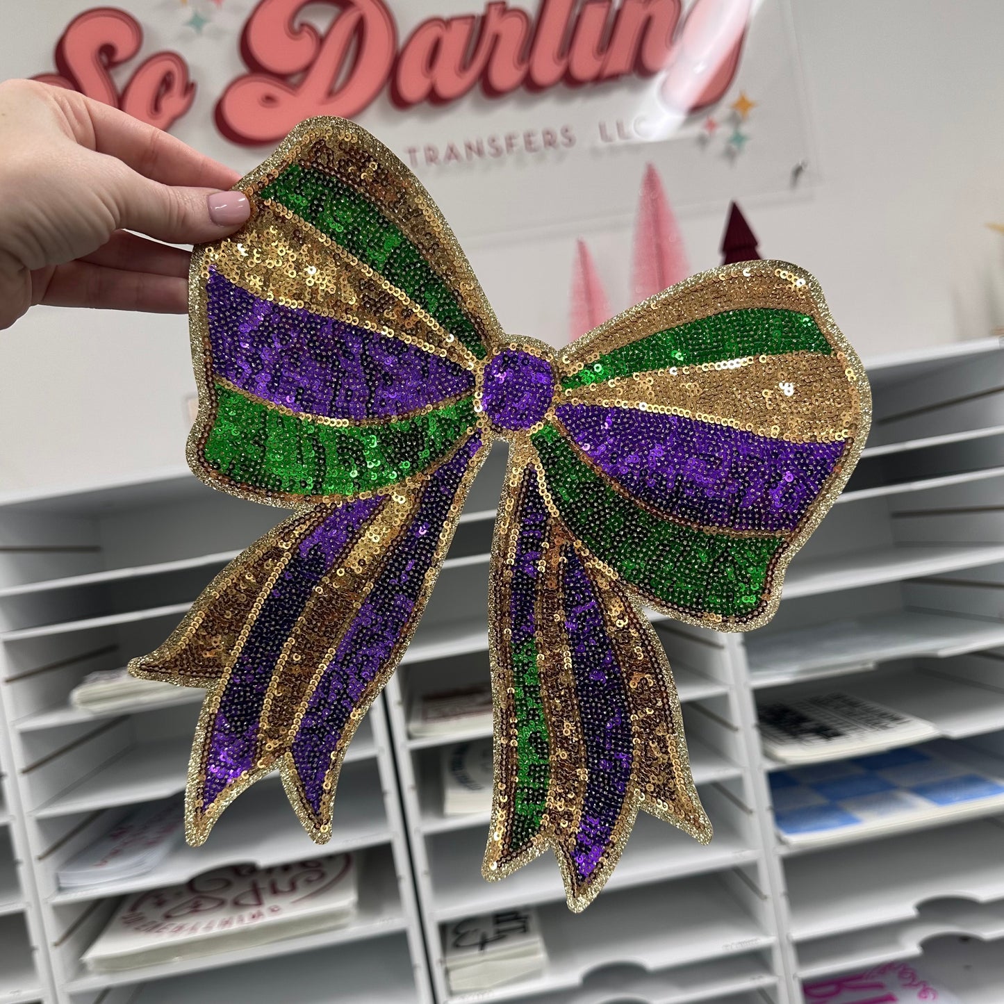 Sequins Patch - Mardi Gras Bow