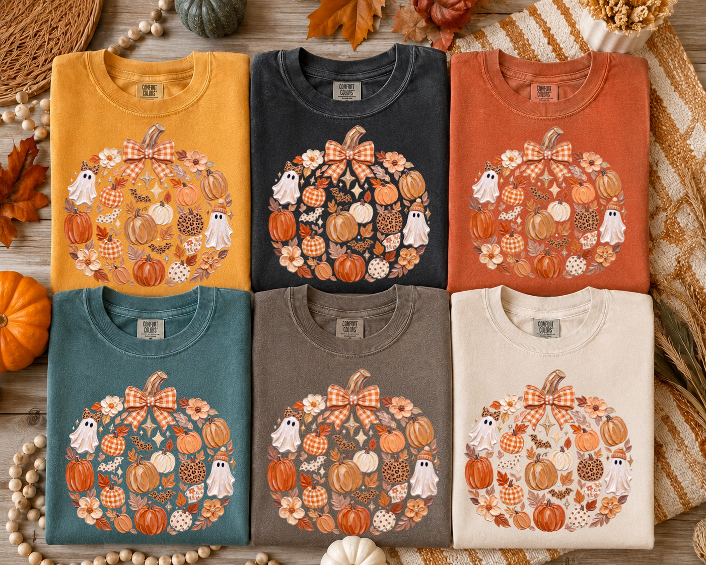 hand painted fall pumpkin clear film screen print