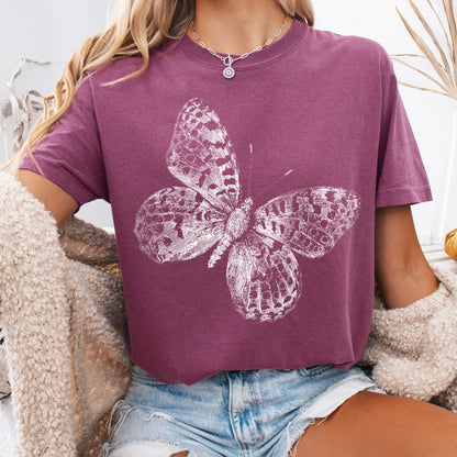 Butterfly sketch screen print transfer