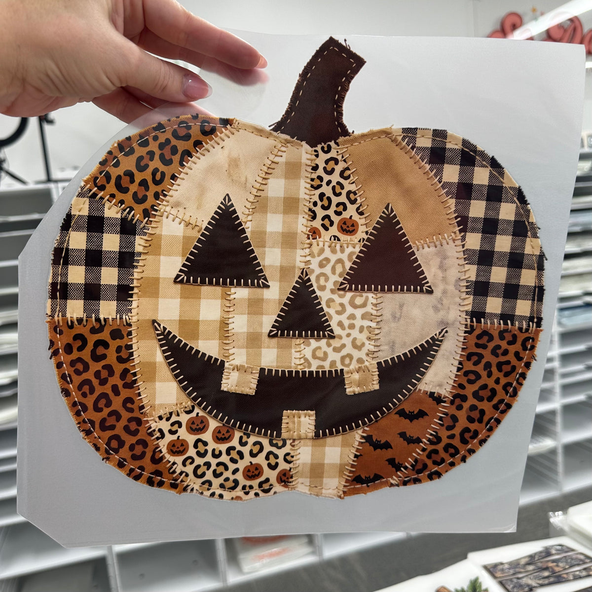 pumpkin checker leopard clear film screen print