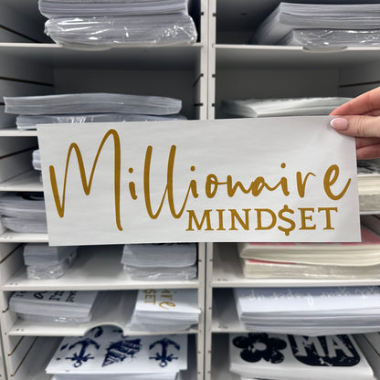 MILLIONAIRE MINDSET METALLIC GOLD screen print transfer