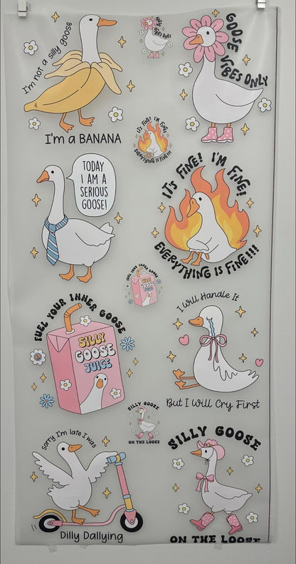 PRE-DESIGNED dtf or sublimation SILLY GOOSE gang sheet