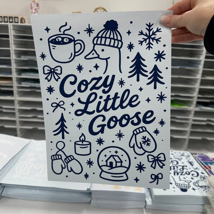 cozy little goose screen print transfer
