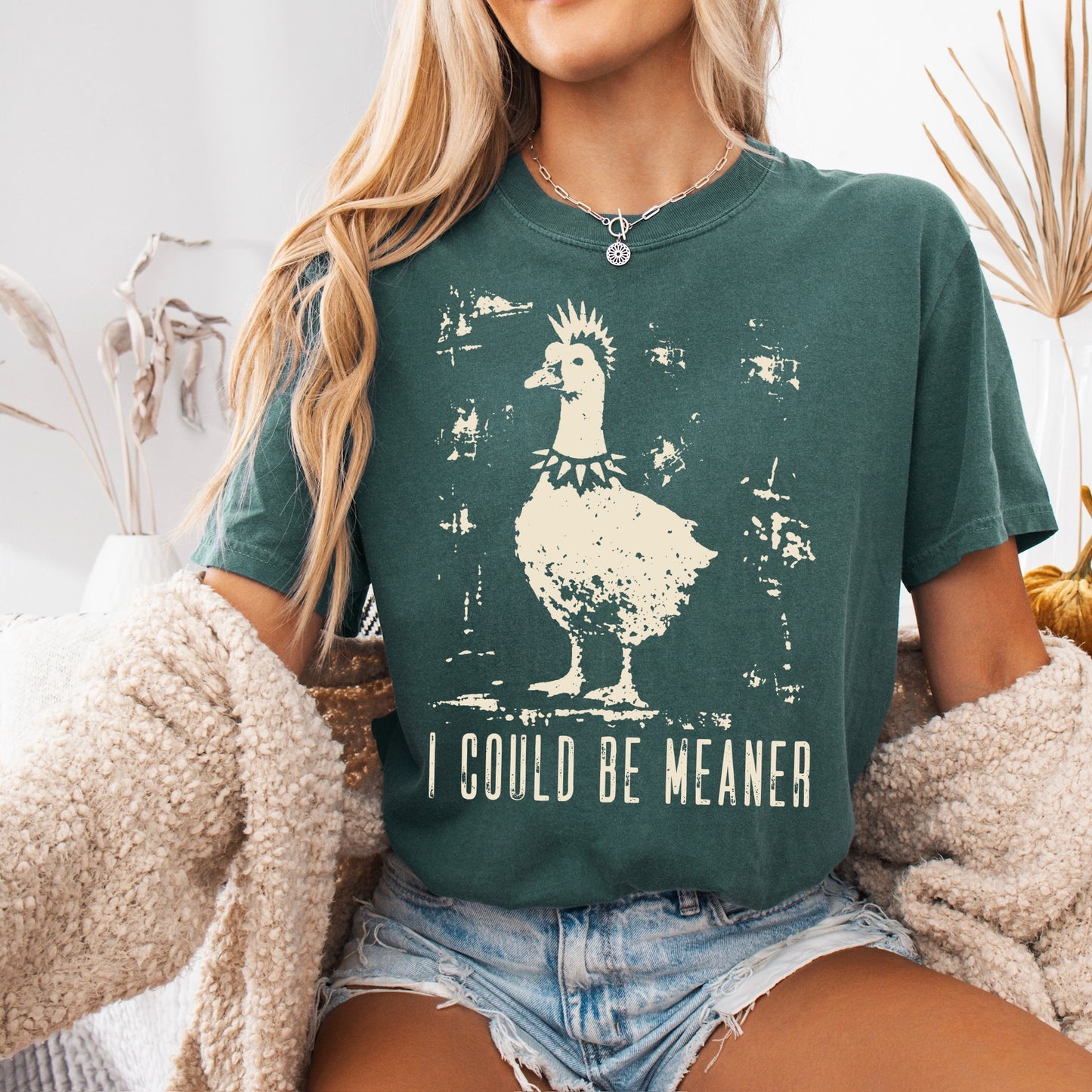 I could be meaner emo goose screen print transfer•