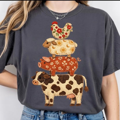 PRE-ORDER stacked farm animals DTF 7-10 biz day tat