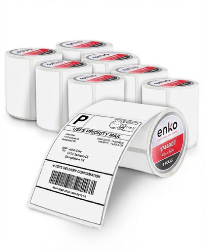 enKo 1744907 8 Rolls | 1760 Thermal 4 x 6 in Address and Shipping Labels