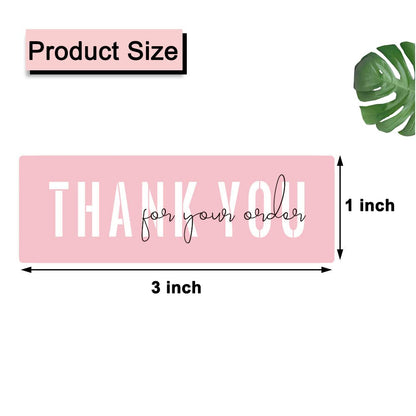 Monring Thank You for Your Order Stickers, Pink Vinyl Decals 1x3 Inch, 240 Labels, Waterproof, for Small Business, Packaging