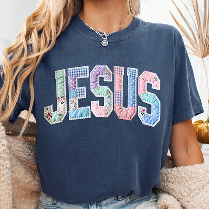 quilted JESUS clear film screen print