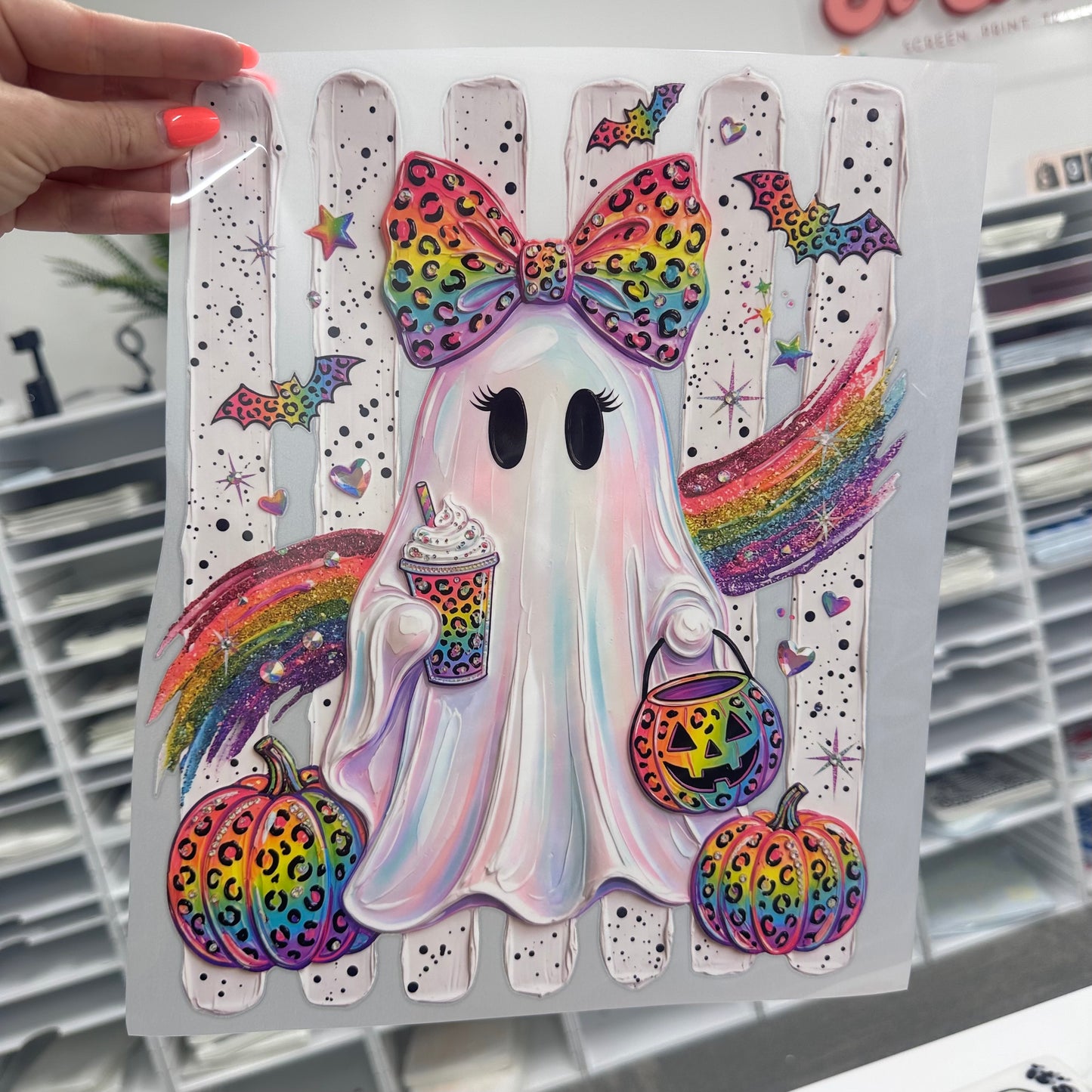 lisa frank ghost clear film screen print