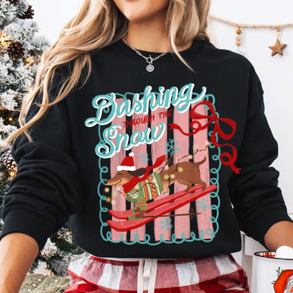 dashing thru the snow clear film screen print