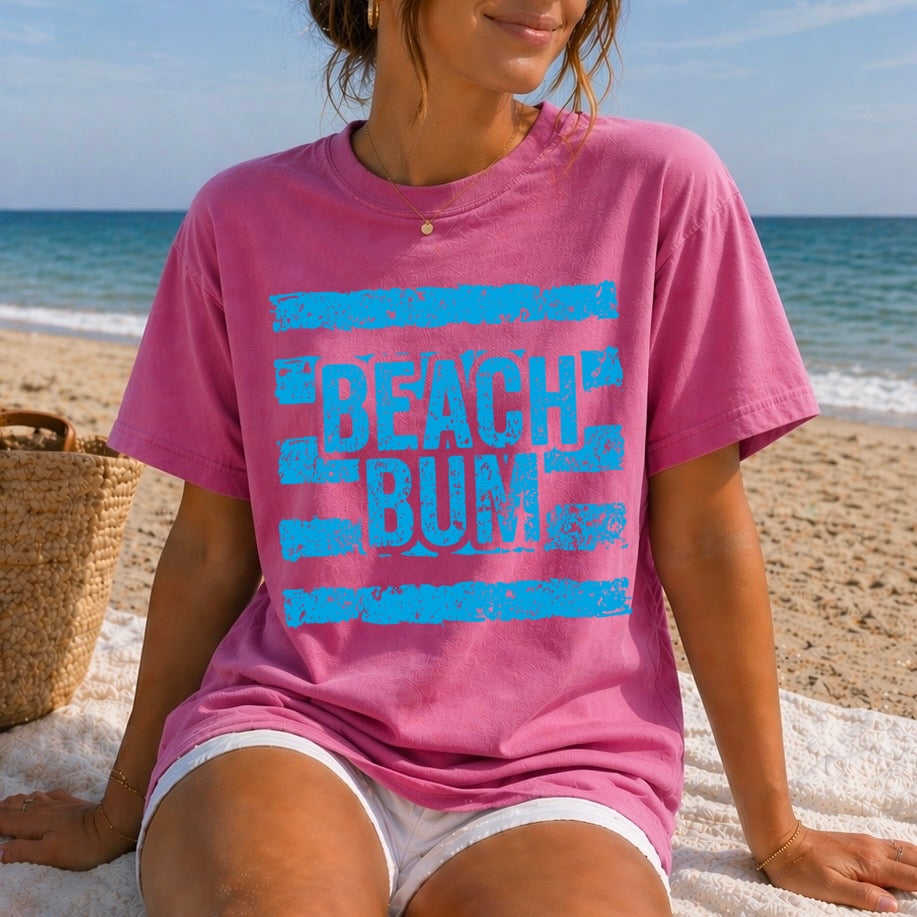 beach bum striped screen print transfer•
