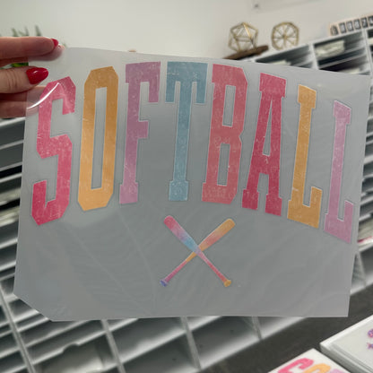 Softball pastels clear film screen print