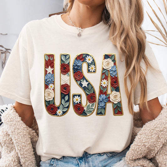 PRE-ORDER hand painted floral USA DTF 7-10 biz day tat