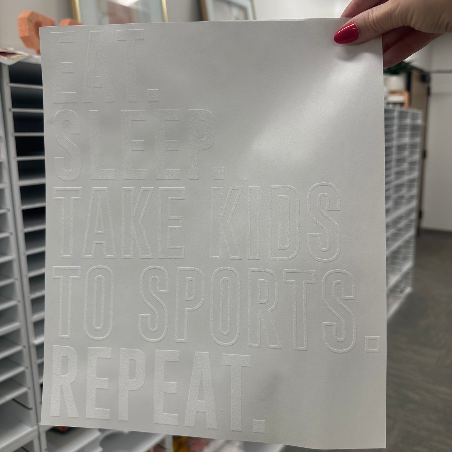 eat sleep take kids to sports screen print transfer•