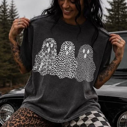 metallic silver ghost trio screen print transfer•