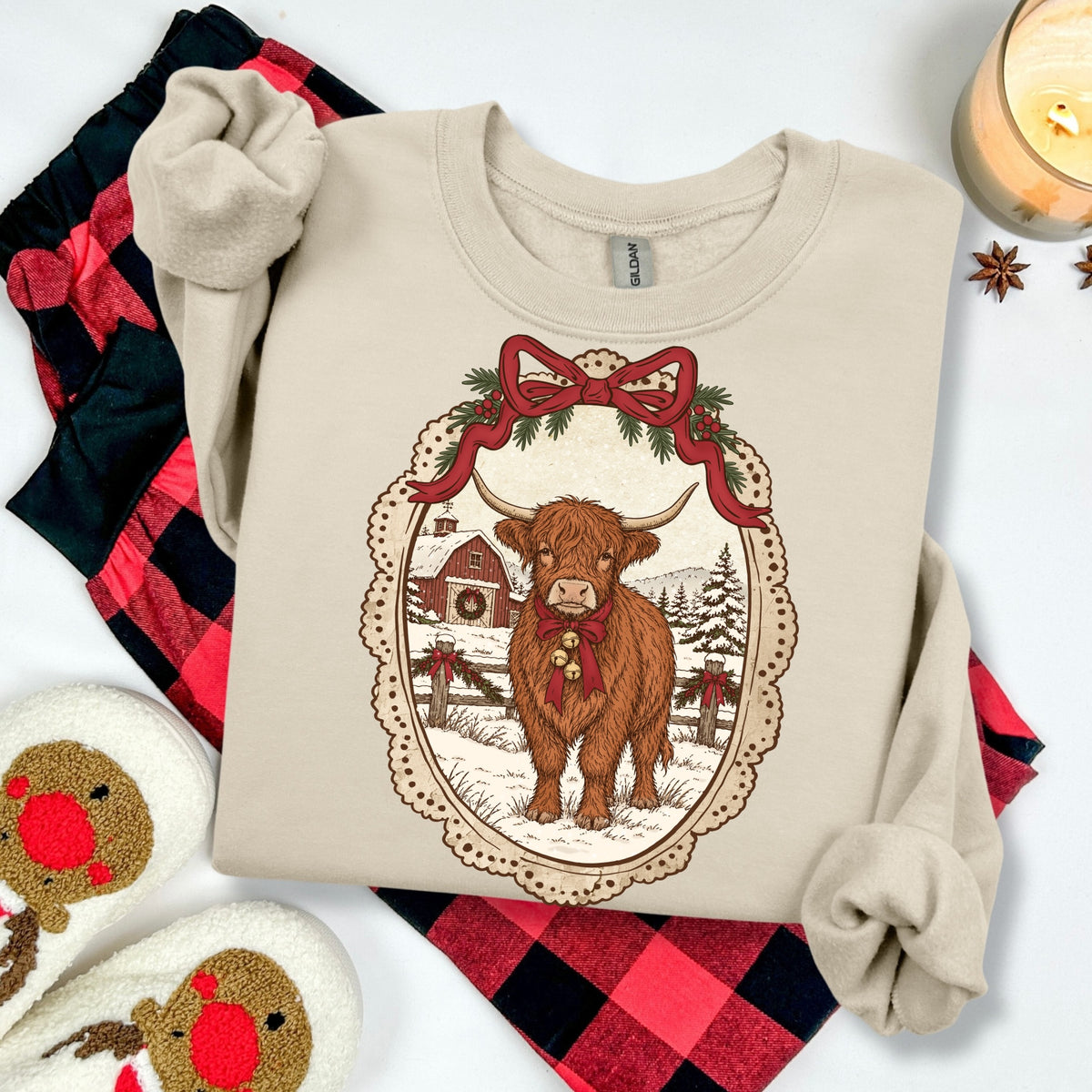 vintage christmas cow DTF PRE-ORDER 5-7 biz day tat