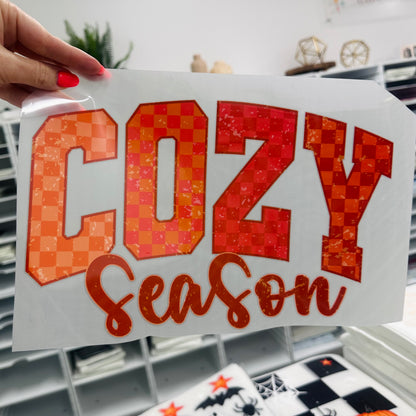 cozy season checker clear film screen print