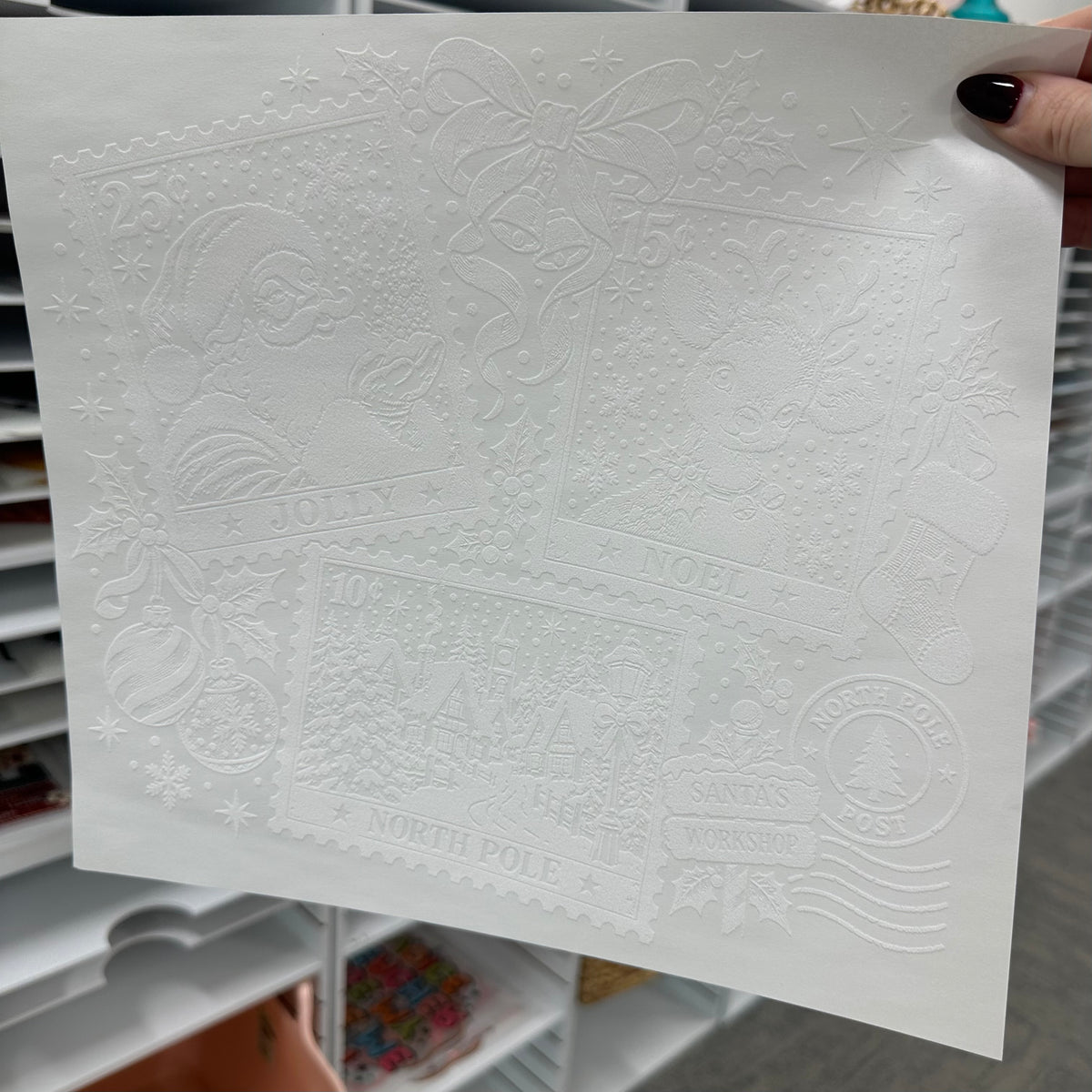 christmas stamps screen print transfer