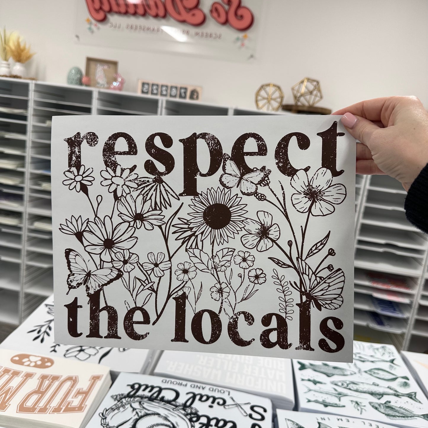 respect the locals screen print transfer